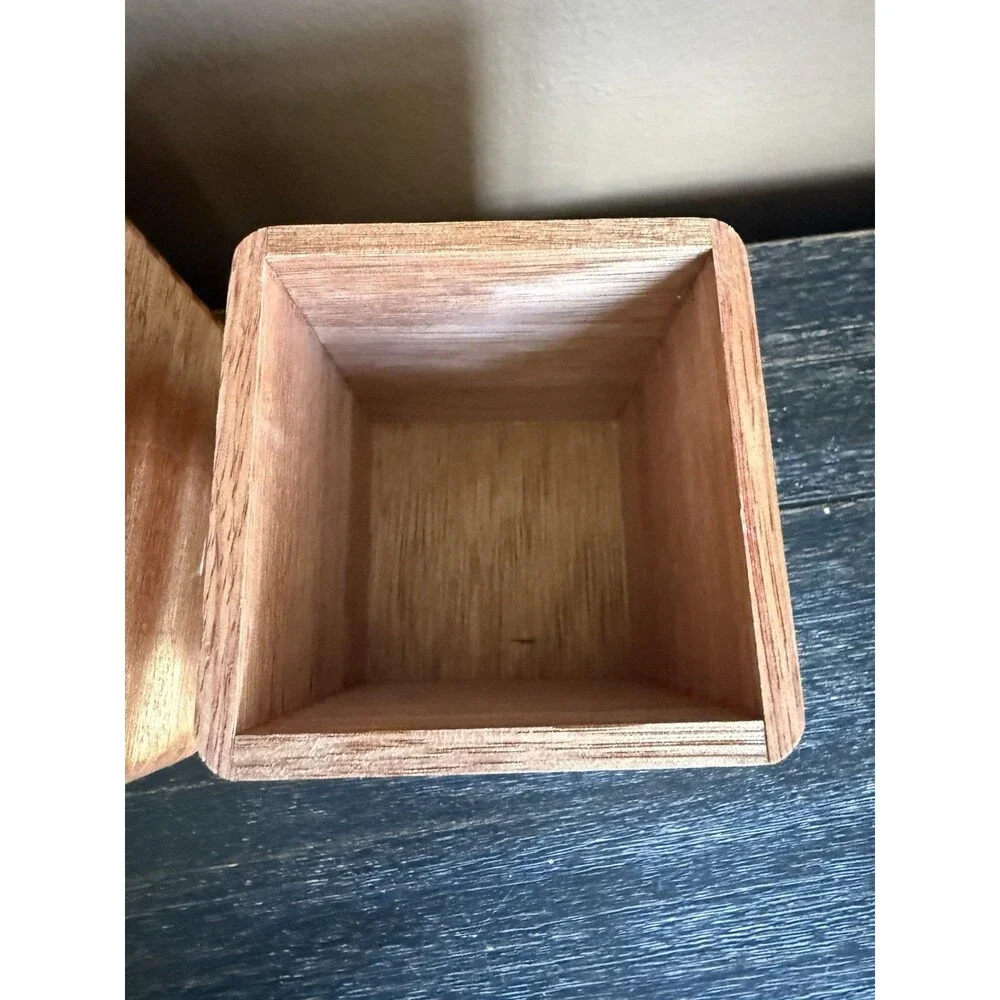 Wooden Nesting Canister Set VTG Dovetail MCM Japan Painted Fruit Basket 3 Piece